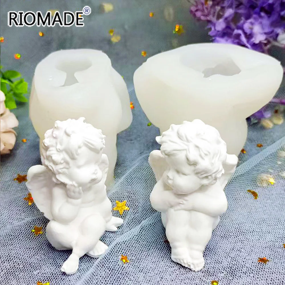 Cute Creative Angel Candles Mould Aromatic Resin Baking Appliance Cake Decoration Cupid Gypsum Chocolate Diy Silicone Mold