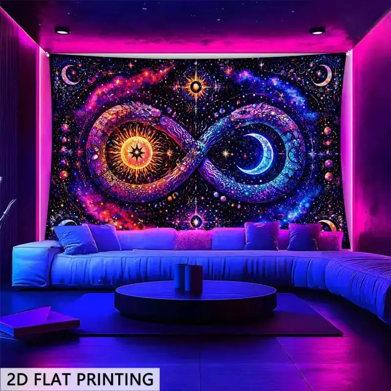 VIKAMA Celestial Sun Moon Serpents Urban Street Art Tapestry Wall Hanging for Bedroom Living Room Dorm Room Aesthetic Decor