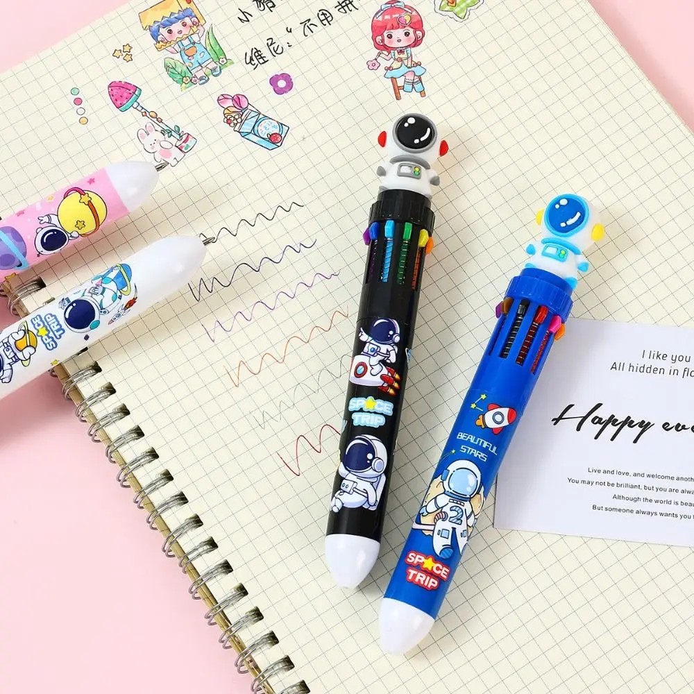 Multifunctional Astronaut Color Ballpoint Pen Quick Dry Colorful 10 Colors Ballpoint Pen 0.5mm Durable Multicolored Pen