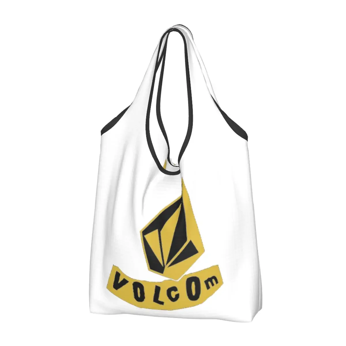 Volcom Logo Portable Tote Shopping Bags Foldable Shopper Bag Grocery Handbag Shoulder Bag