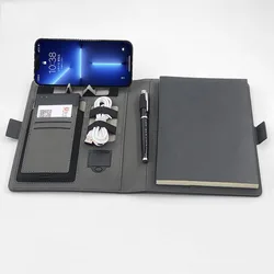 A5 Wireless Charging Notebook PU High And Gift Mobile Power Supply for Business and Office Use Wireless Charging Notebook Binder