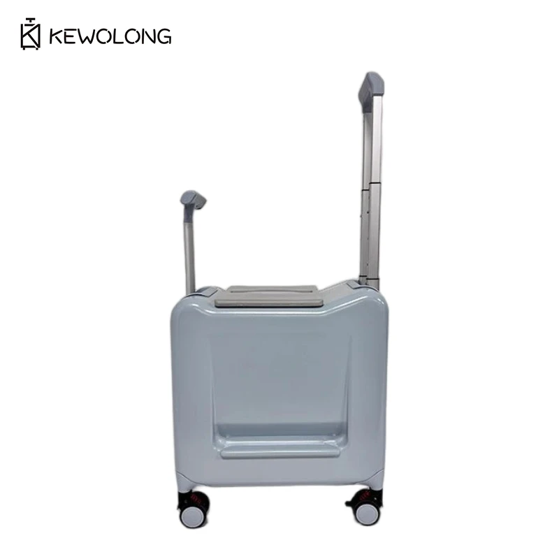 20 Inch Kids Ride On Suitcase with Seat, Toddler Carry On Luggage with Double Pull Rod & Safety Belt, Rolling Children Suitcase