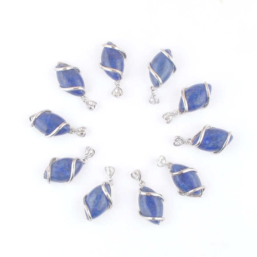 New Arrival Lapis Lazuli Gemstones Horse's eye Shape Stone Pendants Gemstones Cute Charms Jewelry Good Quality 10Pcs/Lot AN3248