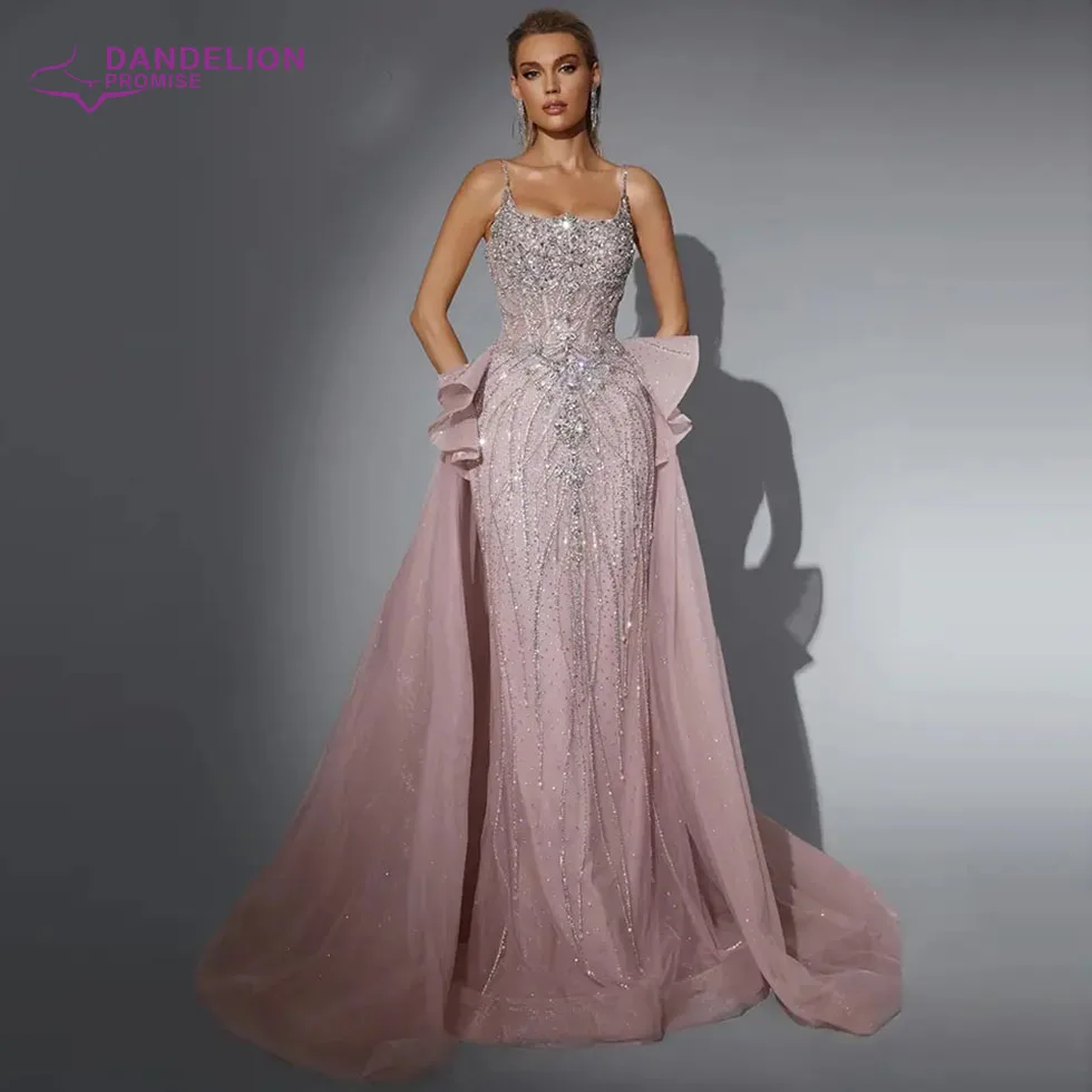 

Luxury Beaded Mermaid Evening Dress for Women Spaghetti Strap Detachable Skirt Formal Prom Wedding Party Gown Customized
