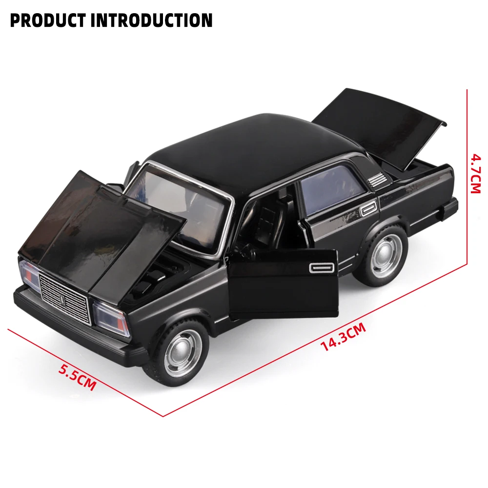 14.3CM Russia LADA 2107 Diecast Model Car, Metal Car, Kids Boys Gift Toys With Openable Door/Pull Back Function/Music/Light