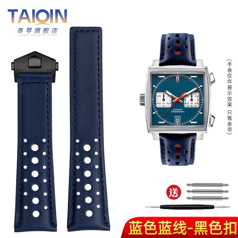 泰琴 Für TAG Heuer Monaco Armband CAW211M 211P CAW211R 211T atmungsaktive 22mm Echtes Leder band herren Folding schnalle handgelenk gurt 9