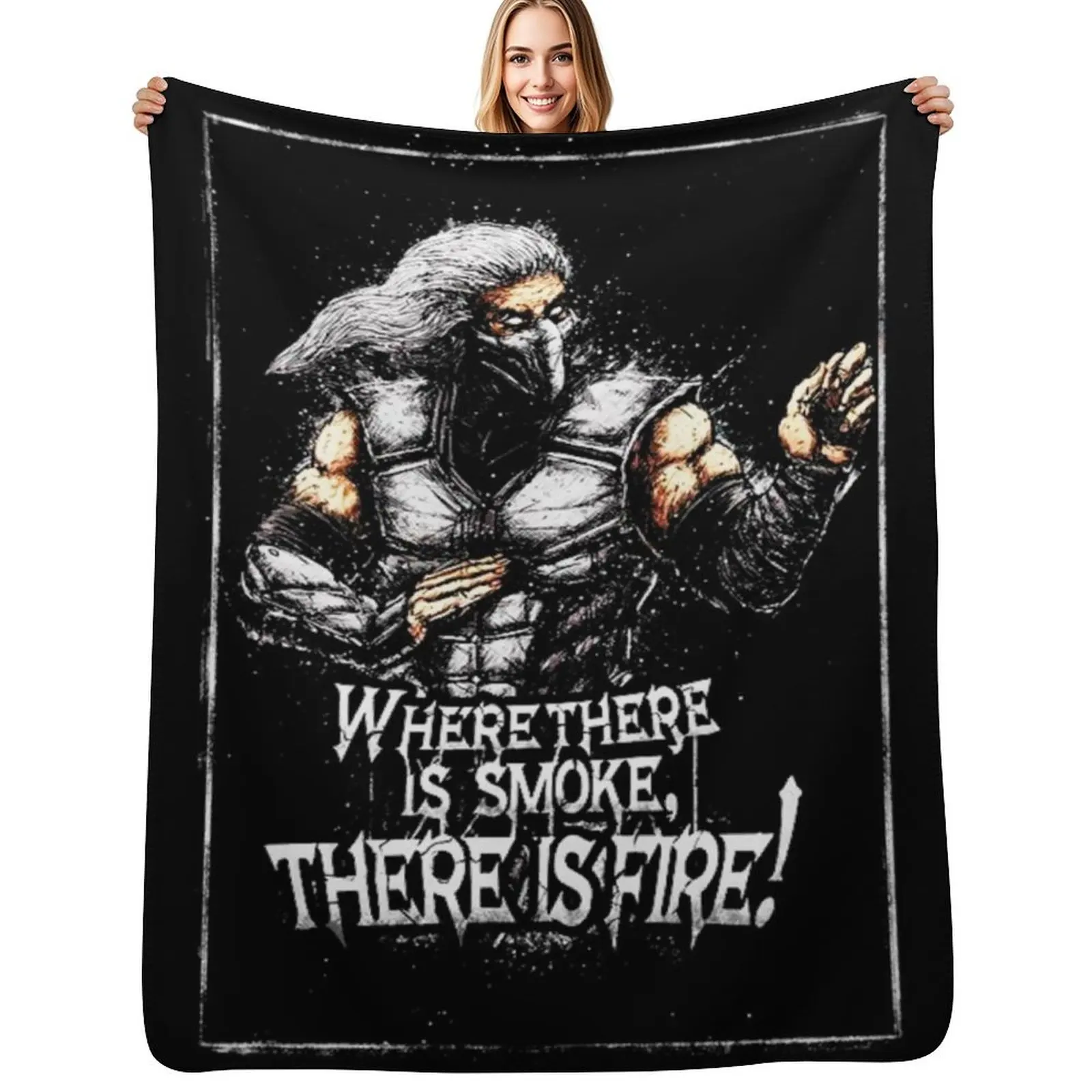 Mortal Kombat Smoke Quotes Throw Blanket Decorative Soft Throw Blanket for Couch Sofa
