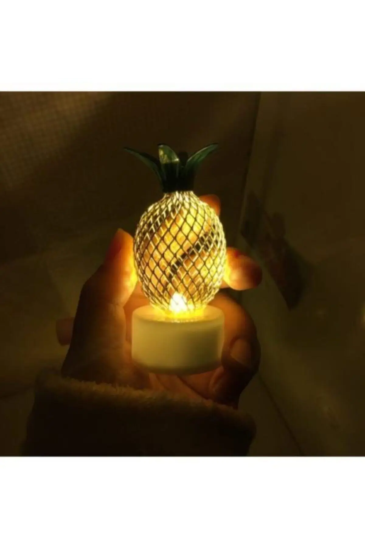 2'li Metal Pineapple And Cactus Pattern Mini Night And Table Decor Lamp Battery Operated
