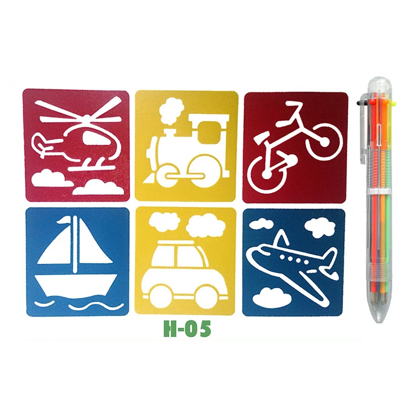 DIY Cartoon Shape Drawing Stencils for Educational Art