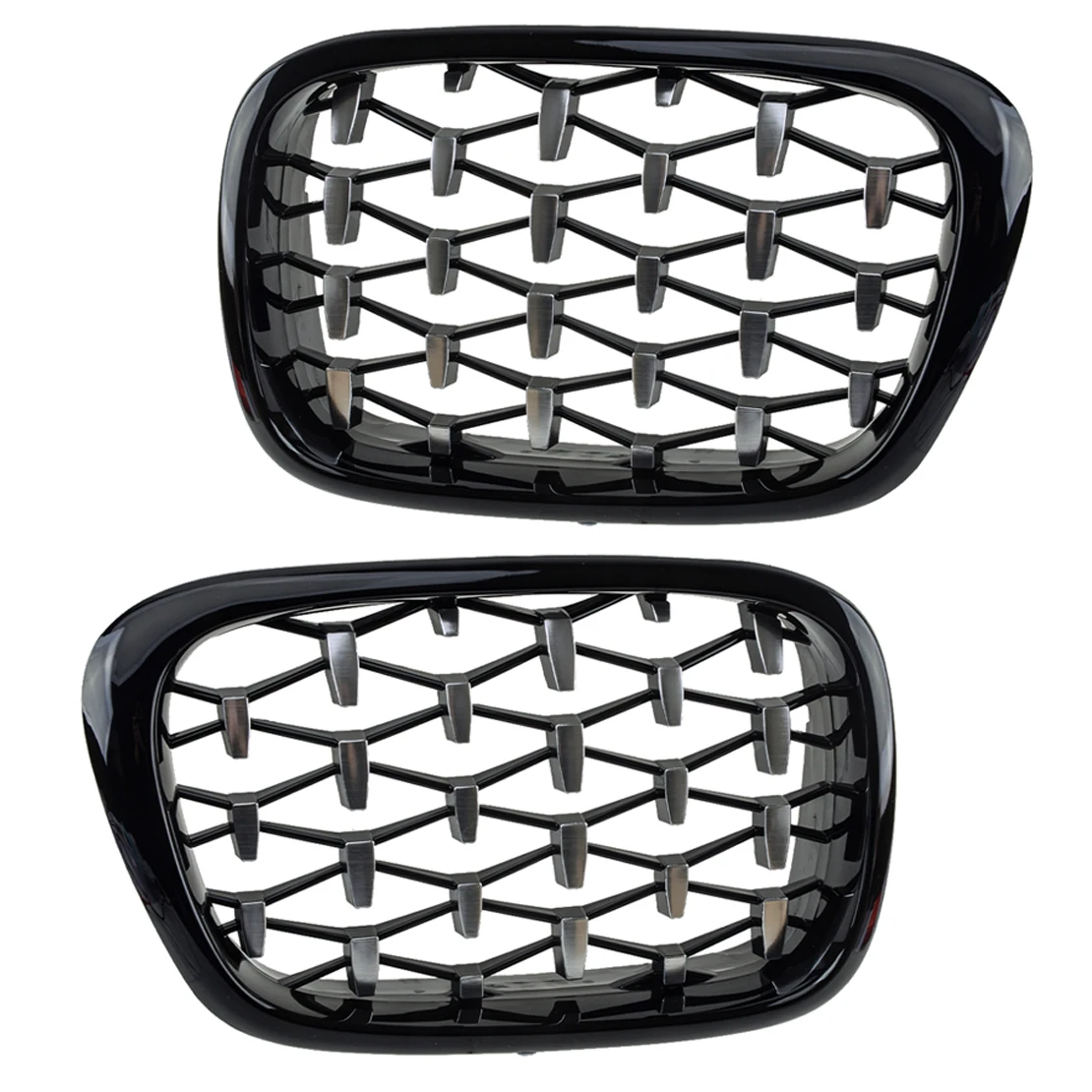 1 Pair 51137005837 51138159315 Car Front Hood Bumper Grille Diamond Kidney Cover Radiator Fit for BMW E39 5Series M5 1997-2003