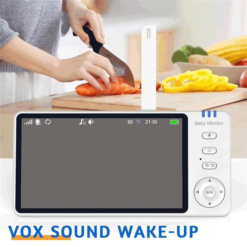 ELEC-Video مراقبة الطفل 2.4G 355 °   كاميرات المراقبة مع شاشة عرض درجة الحرارة للمنزل الذكي