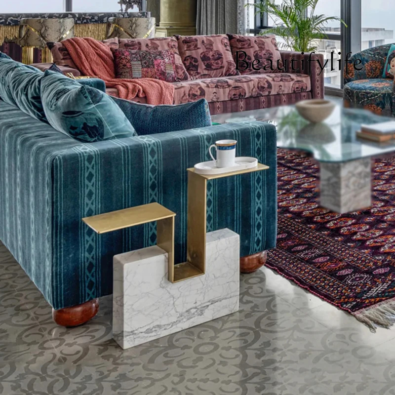 

Creative marble sofa, narrow side table, new living room, small coffee table, bedroom bay window, small table