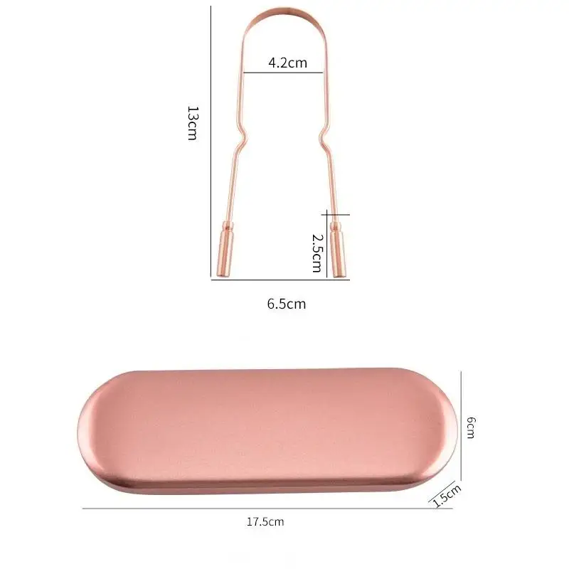 Stainless Steel & Pure Copper Tongue Scraper With Storage Box Oral Cleaner Fresh Breath Cleaning Tool Tongue Hygiene Brush