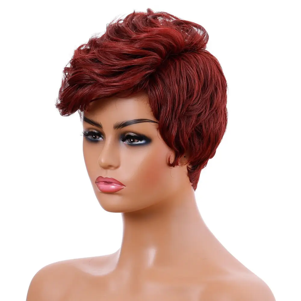 Womens Red Wine Short Curly Hair  Fashion For Daily Party Cosplay Full Wig