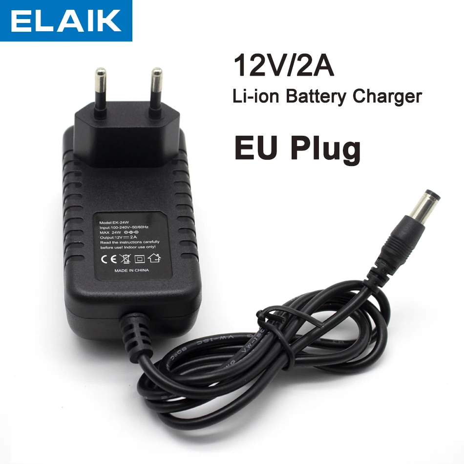 ELAIK 1PCS 12V2A AC 100V-240V Converter Adapter DC 12V 2A 2000mA Power Supply EU Plug 5.5mm x 2.1-2.5mm for LED CCTV