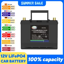 80D26L/R 12V LiFePO4 Car Battery Jump Starter 80Ah CCA1300 Spare Battery Portable Rechargeable Lithium Iron Phosphate for Auto