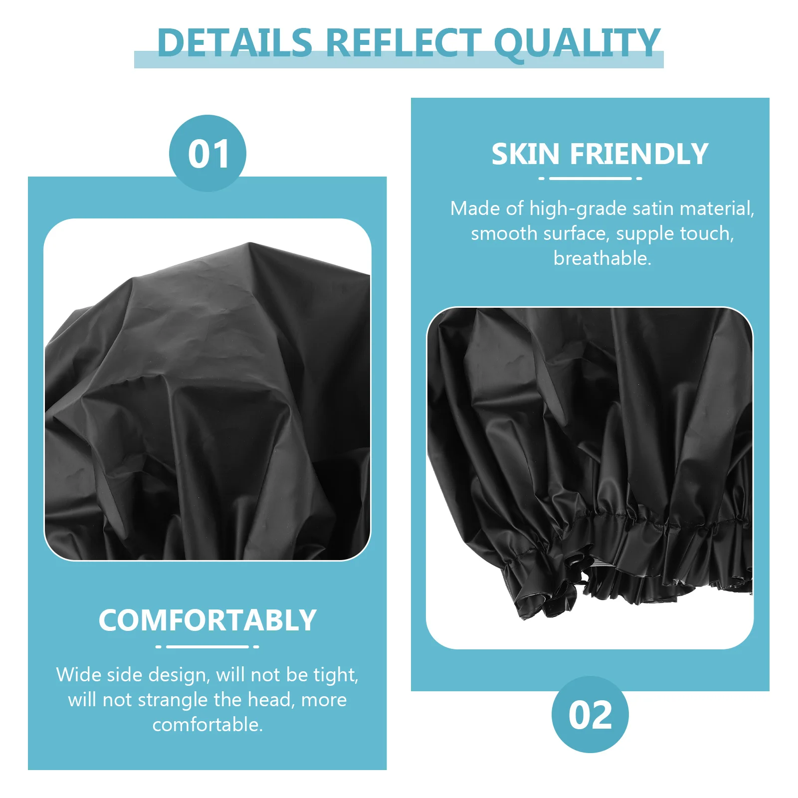 

2Pcs Waterproof Elastic Shower Caps Large Soft Hair Bonnets Breathable Bathing Caps Makeup Spa Sleep Hair Treatment