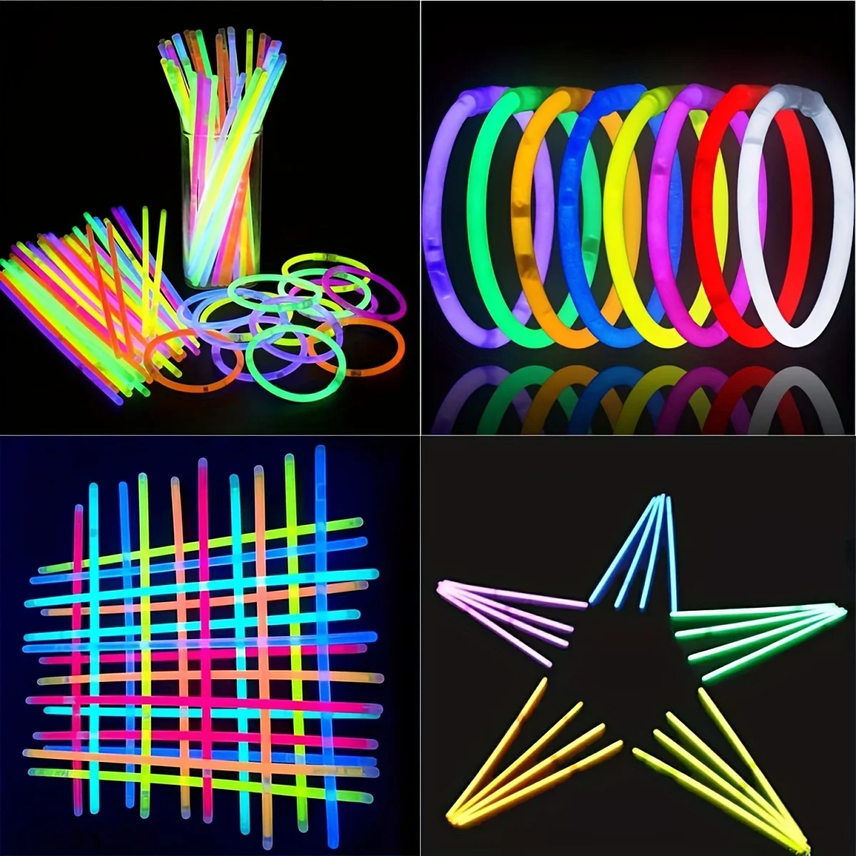 15/35Piece Glow Stick Bulk Set - 8" Multicolor Glow in the Dark Necklaces, Bracelets & Glasses | Party Decor ZSY view 5