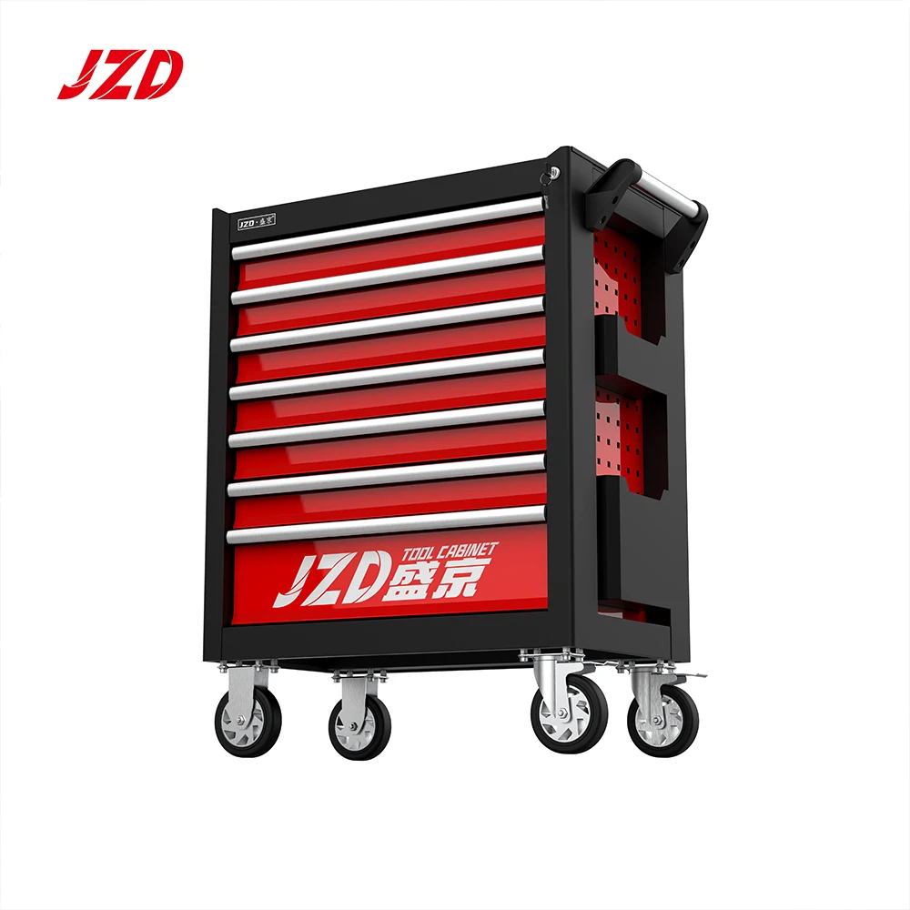 JZD Garage Storage Steel Tool Trolley Industrial Rolling Tool Cart with Pull Drawers All-in-one Tools Organizer