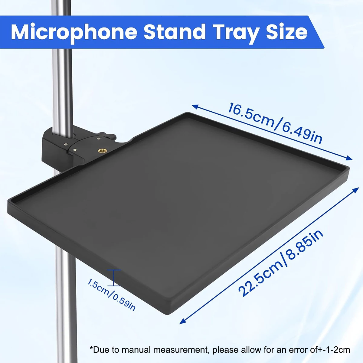Miwayer Adjustable Mic Stand Tray, 225×165mm Sound Card Platform,O-Type Clamp Fits 13-47mm Tubes, for Live Streaming & Recording