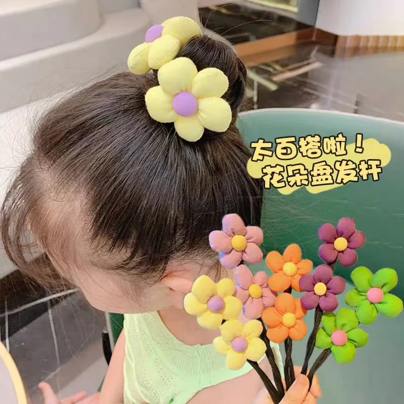 Flower Hair Girl\'s Bun Hair Accessory Lazy Tool Girl\'s Children\'s Torsion Bar Headband Accessory