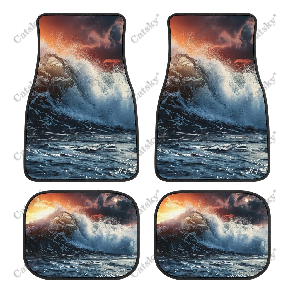 Ocean Dark Storm Car Auto Floor Mats Carpet, 4PCS Customized Cars Mat All Weather Automotive Vehicle Pad Stylish