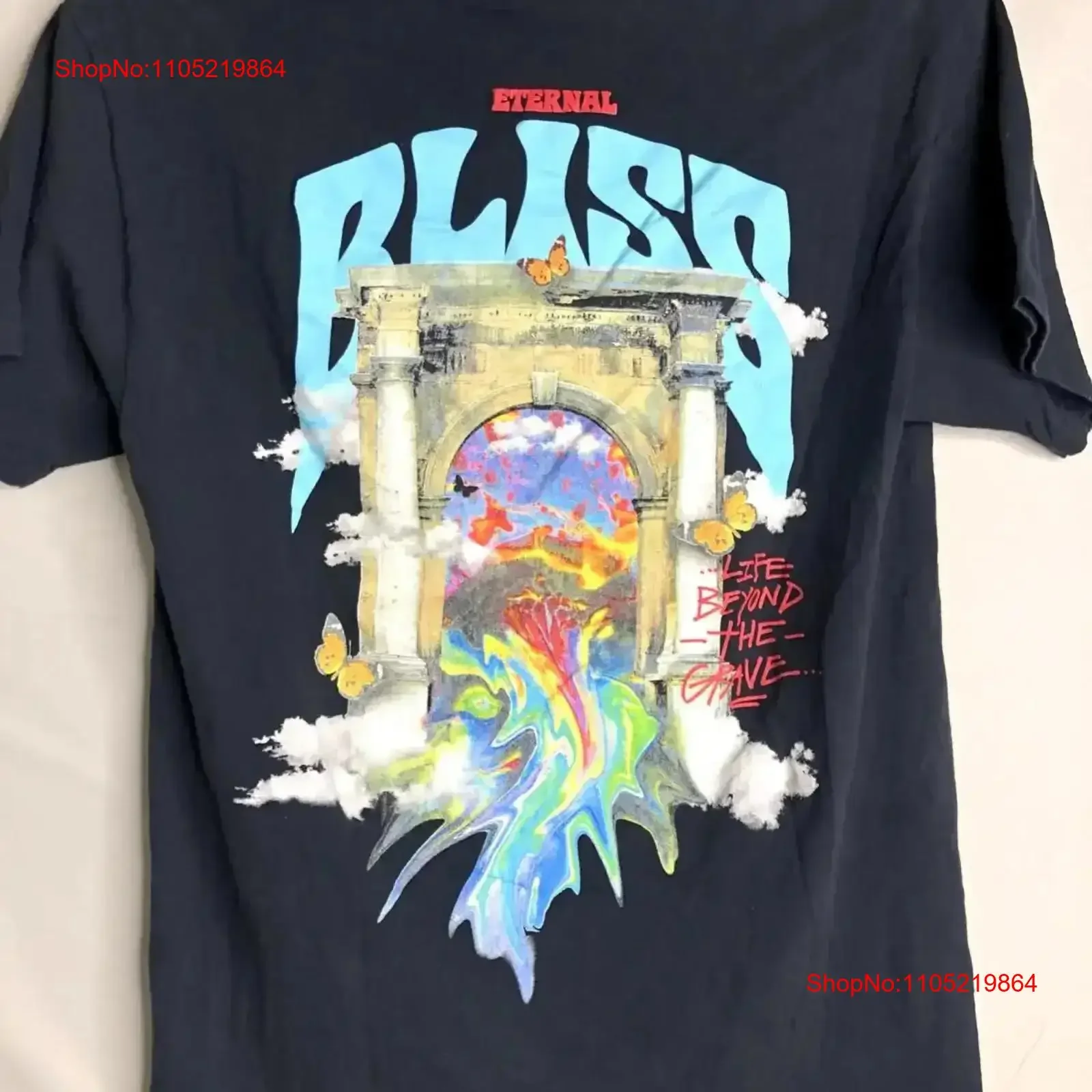 

CVLA Eternal Bliss Beyond the Grave T Shirt Mens SMALL Black Psychedelic Rainbow vintage Washed designer clothes Comfortable