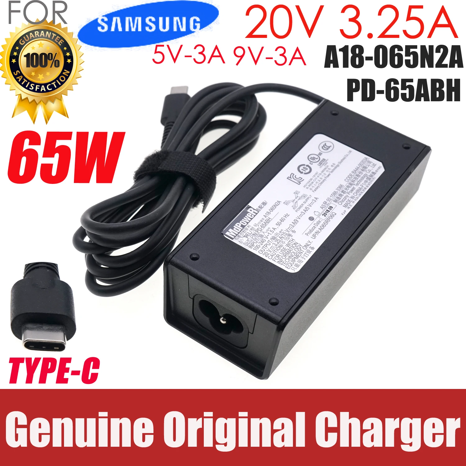 

Genuine A18-065N2A 20V 3.25A A065RP06Q AC Adapter PD-65ABH Charger for Samsung NT950SBE NT930SBE NP930MBE NP930SBENP750QUB-K01US