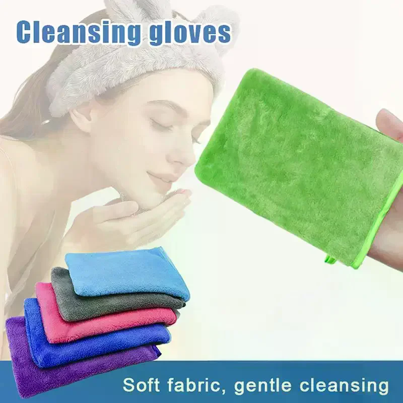 1 Pcs Colorful Makeup Remover Cleansing Gloves Reusable Soft Microfiber Face Care Towel Beauty Facial Cleansing Cloth Skin Care