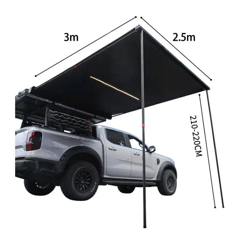 

STLF LED Light Waterproof 2.5x3m Square Car Side Awning Tent Portable Camping Awning for SUV Van Off-Road Vehicle for Summer