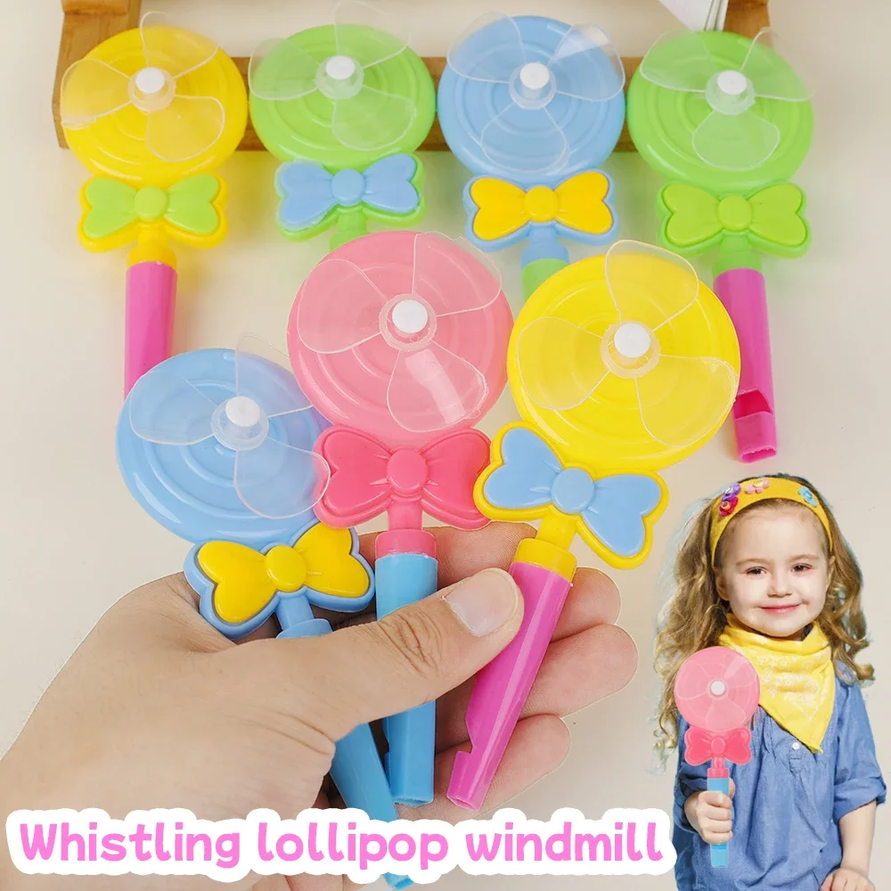 Candy Colored Lollipop Whistle Windmill Creative Children's Toys Sound Whistle Windmill Musical Instrument Toy Kindergarten Gift