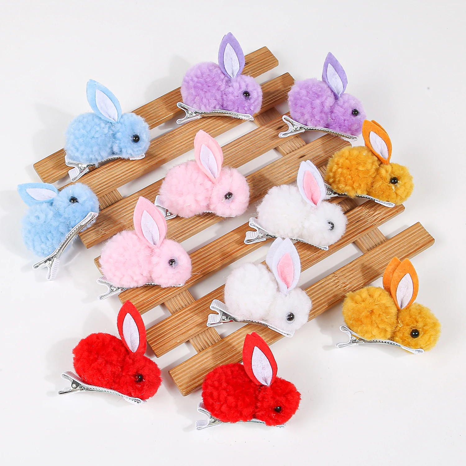 

6/12pcs Plush Ball Rabbit Barrettes Clips Kids For Girls Alloy Hairpins Children Girls Fashion Hair Aceessories Set