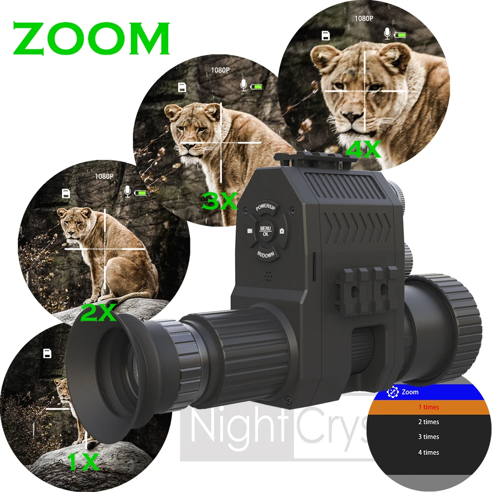 Megaorei 4B Integrated Night Vision Scope Hunting Camera Monocular Clip on Attachment with Built-in 850nm Infrared IR Flashlight