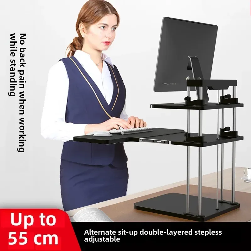 Dual Monitor Standing Desk Converter - Height Adjustable Sit Stand Desk with Keyboard Tray and Gas Spring