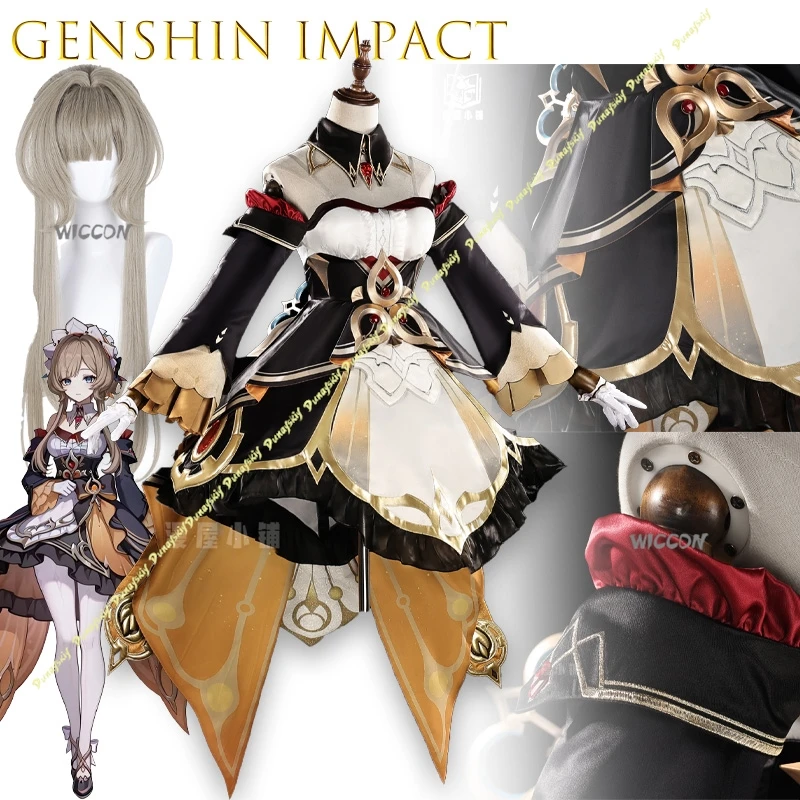 

BGenshin Impact Sandrone Косплей Костюм Игра Fatui Harbinger Sandrone Марионетка Горничная Хэллоуин Плюс Размер Хэллоуин Вечеринка Cos