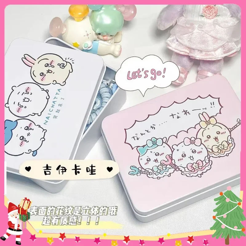 Cartoon Student Stationery Card Box Anime Kawaii Chikawas Hachiwares Usagis Small Girl Jewelry Candy Desktop Storage Box Gift