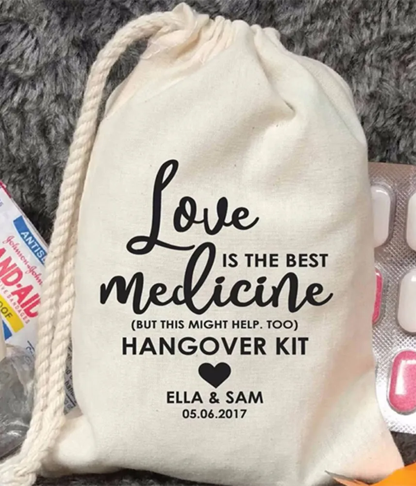 20pcs Love is the Best Medicine Hangover Kit Bag-Bachelorette Party Bag-Custom Hen Party Bag-Customize Bags-bridal shower bags