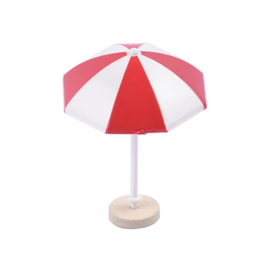 2-6pack DIY Handcrafted Dollhouse Beach Miniature Umbrella Sunshade Models Red+S