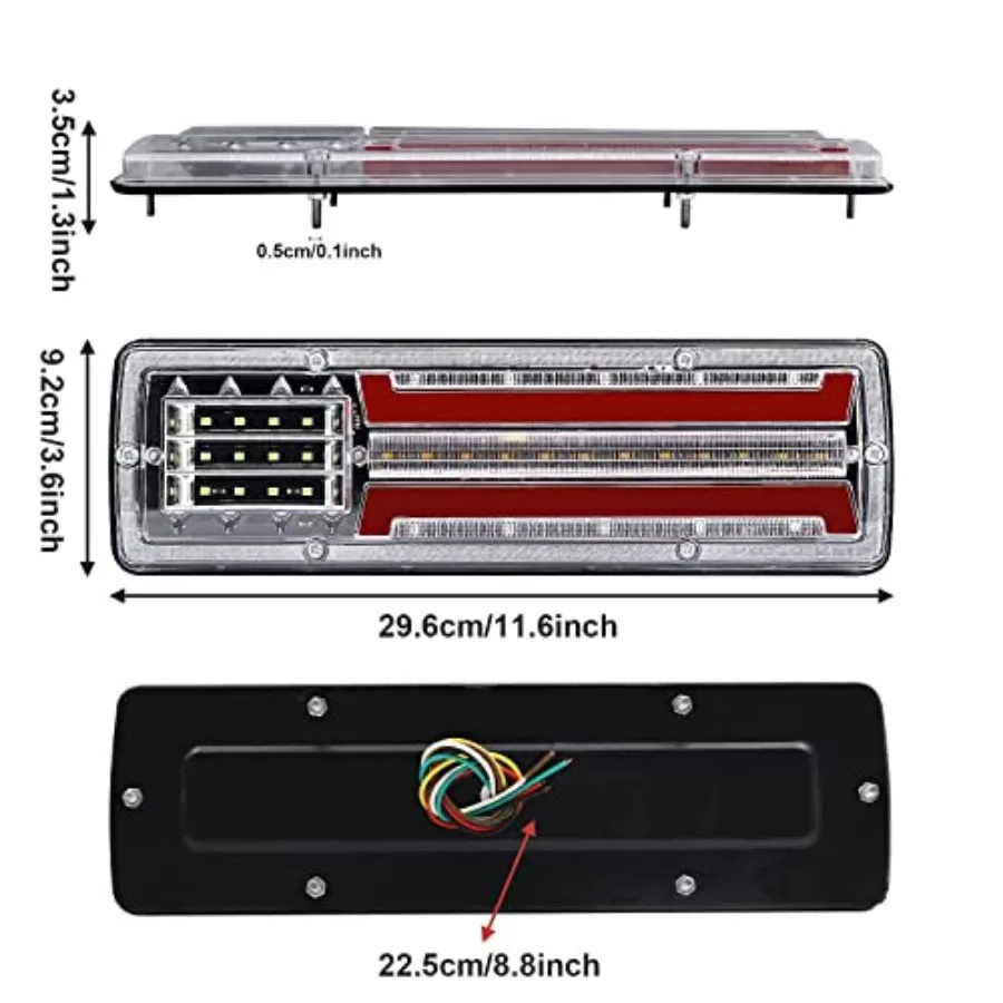 Truck Tail Light 2PCS Rear Stop Light Trailer Brake Light 12V Flowing Turn Signal Lamp Trailer Reversing Light Indicator for Ca