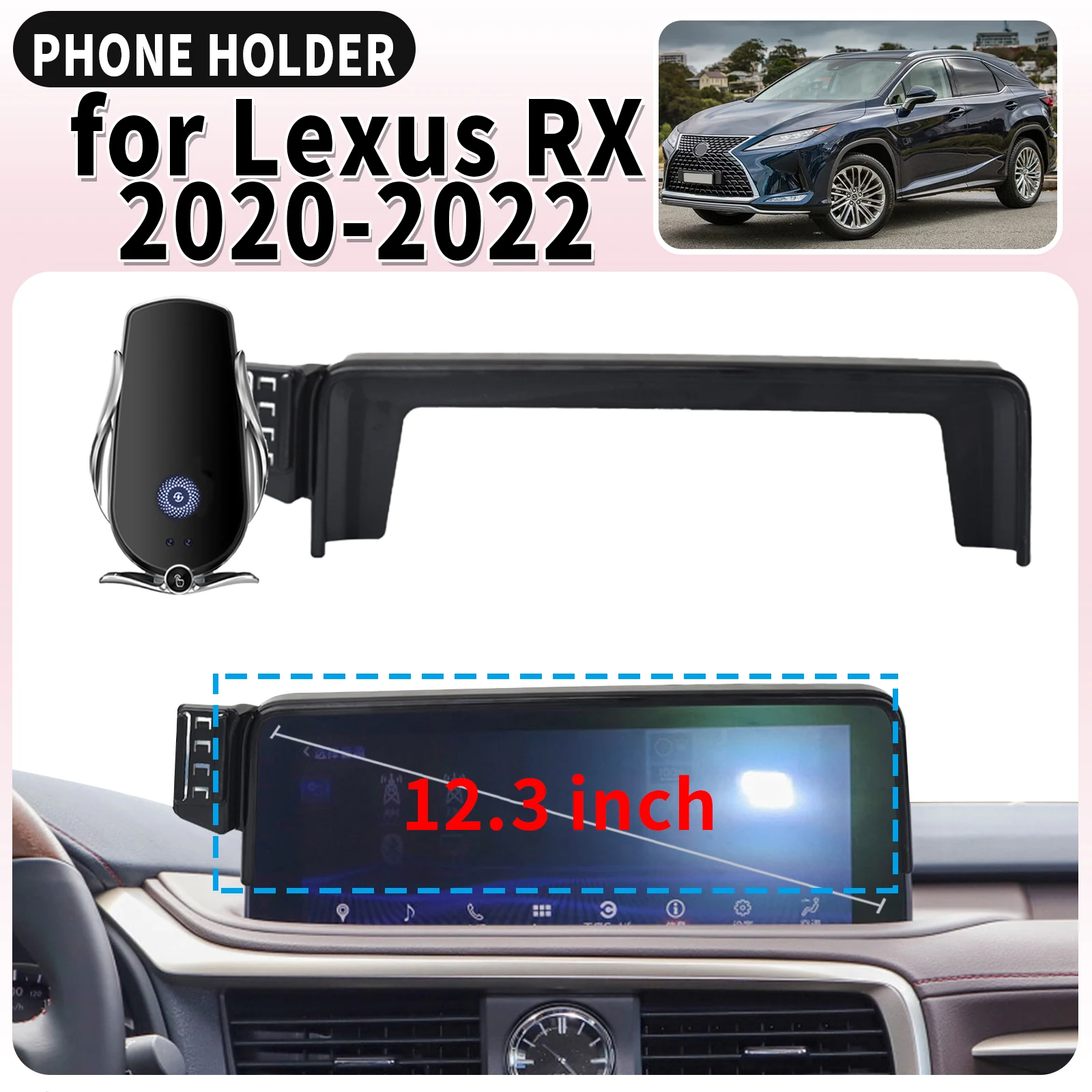 

fit for Lexus RX 2020-2022 (12.3in/8in) Screen Base Mount Phone Holder Dedicated Clip-On Navigation Bracket Car​​ accessoires
