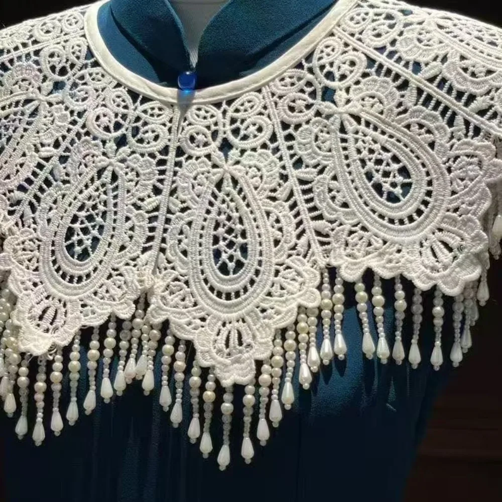 Polyester Cheongsam Shawl Waterdrop Tassel New Chinese Style Chinese Style Cape Retro Vintage Fringe Shrug Cheongsam Matching