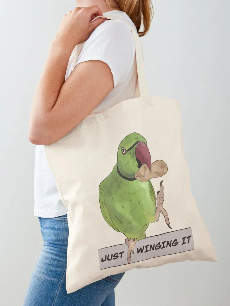 

Just Winging It Indian Ringneck Design Tote Bag custom tote bag Big bag Custom Women's beach bags