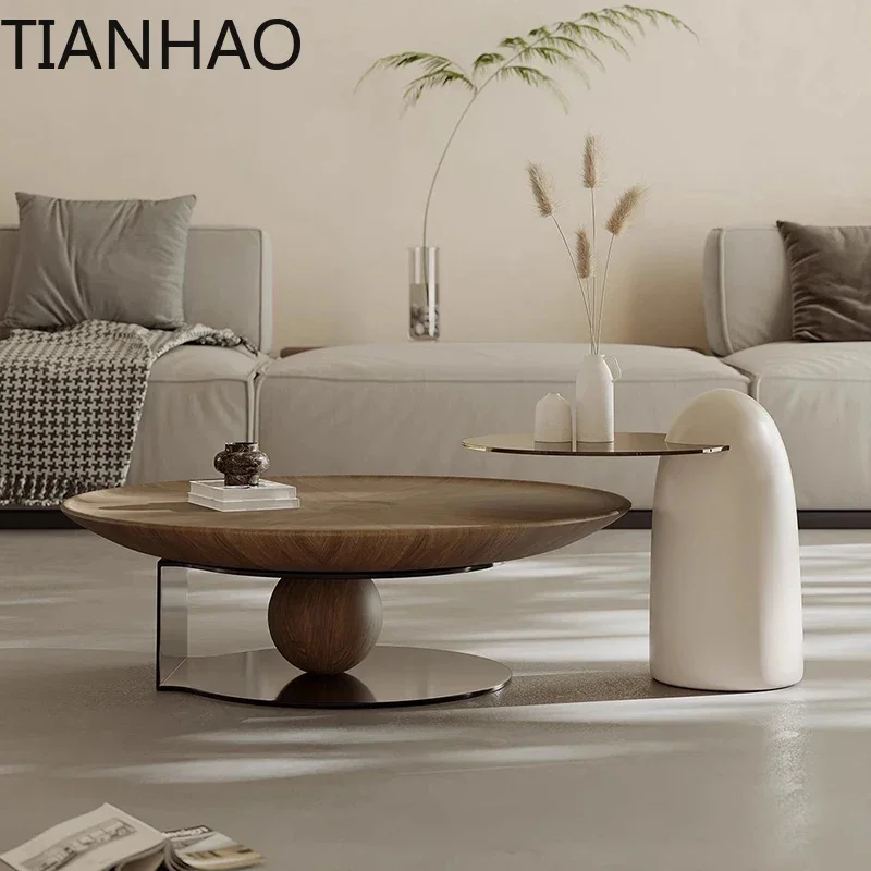 Nordic Modern Round Minimalist Unique Aesthetic Side Table Designer Bedroom Mesa Auxiliar Postmodern Mesa De Centro De Salon
