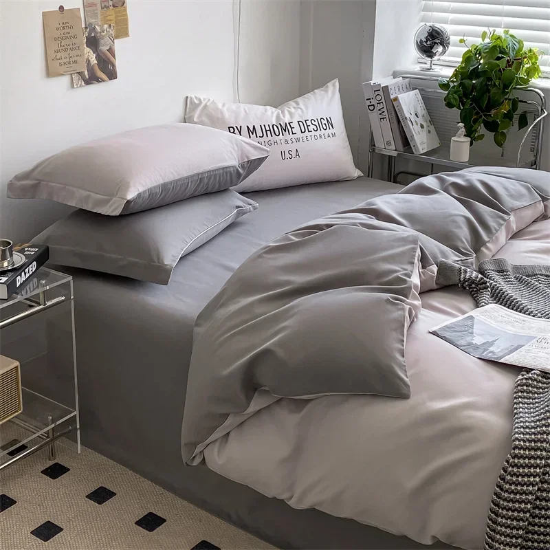 Gray Home Textile Comforter 100% Cotton Duvet Cover Set Bedding Sheet Quilt Cover Pillowcase Soft Breathable Bedspread Bed Linen