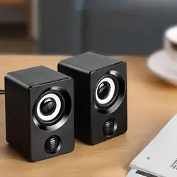 Mini Rectangle Laptop Speaker, 360 Degree Stereo Sound, Portable USB 2.0 Wired Music Speaker Loudspeaker for Desktop Computer PC