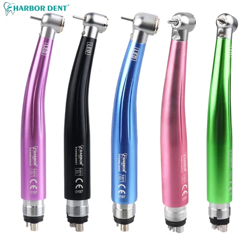 Imagen 1 del producto Pieza de mano Dental de alta velocidad con pulsador LED, cabezal estándar, turbina de aire de 2/4 agujeros, tres pulverizadores de agua, pieza de mano para odontología de 6 colores