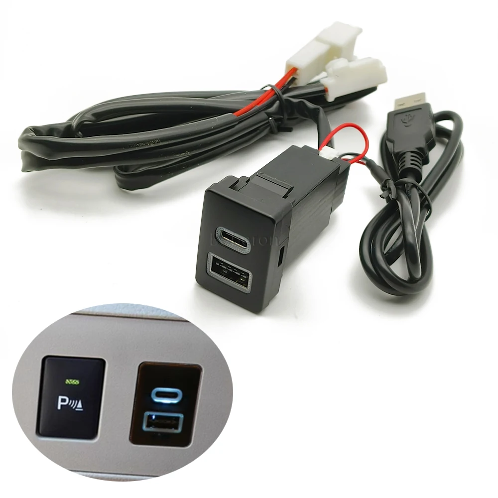 

For Camry Prius Corolla Prado Car Quick charger USB QC3.0 Adapter USB TYPE-C charger fast Audio u-disk flash Socket