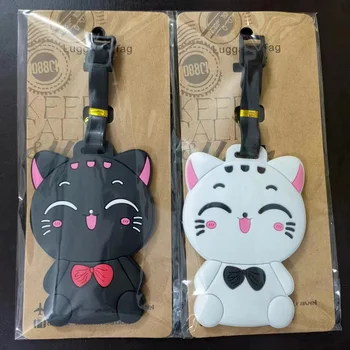 Kawaii Kat Bagagelabel Reisaccessoires Schattige Cartoon Kids Silicagel Koffer Adres Houder Bagage Instappen Draagbaar Label