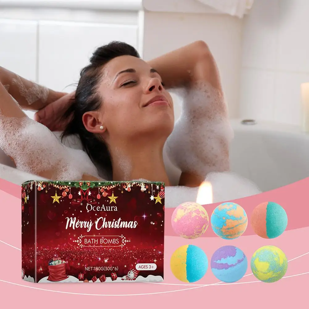 

Christmas Bath Bombs Gift Set Exfoliating Relax Stress Aromatherapy Gentle Cleaning Soothing Moisturizing Body Skin Care