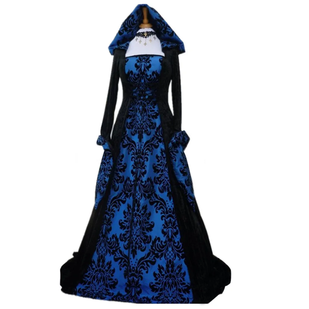 

Women Medieval Renaissance Hooded Dress 19th Century European Costumes Ladies Vintage Victorian Gothic Princess Guofeng Dresses